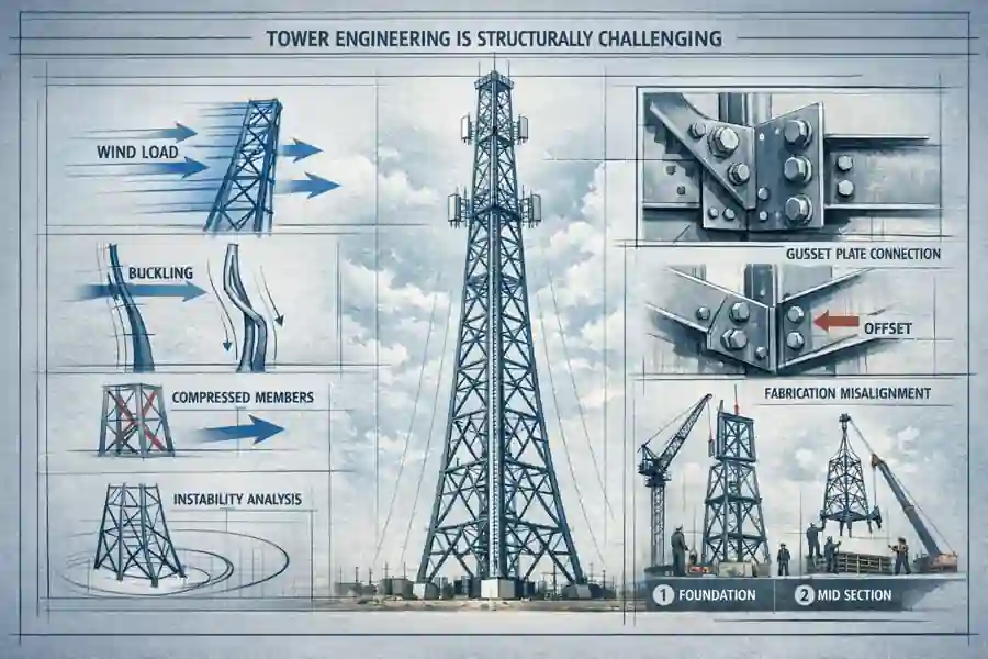 Tower Engineering Guide: 9 Powerful Tower Design Principles 1 Why Tower Engineering Structurally Challenging
