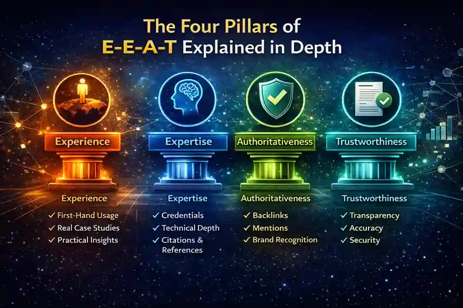 What Is Google E-E-A-T | 7 Powerful Secrets to Google Trust 3 The Four Pillars of E-E-A-T Explained in Depth