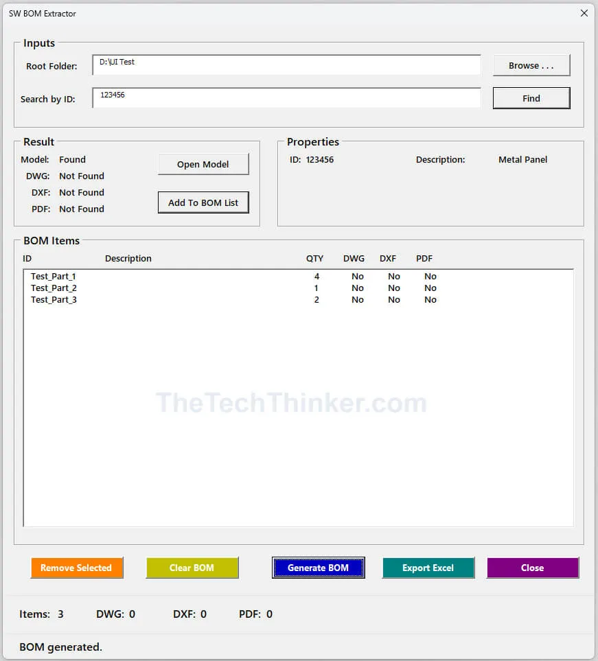 SolidWorks BOM Extractor Tool: Automate BOM Without PDM 6 SolidWorks BOM Extractor Tool-Extract BOM