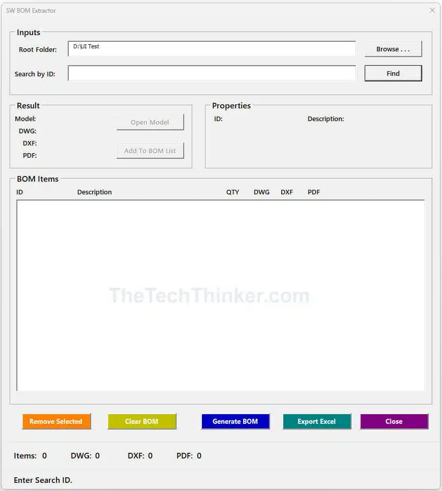 SolidWorks BOM Extractor Tool: Automate BOM Without PDM 3 SolidWorks BOM Extractor Tool-Select Root Folder