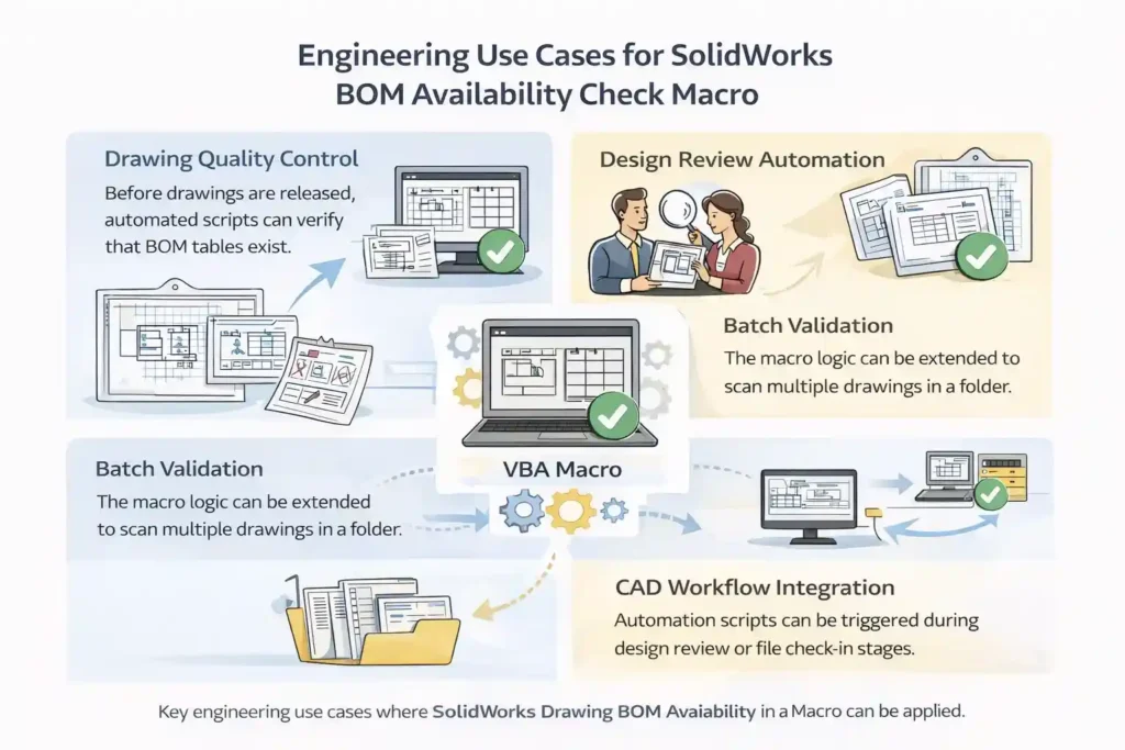 SolidWorks Drawing BOM Availability: 6 Powerful VBA Checks 3 Engineering Use Cases for SolidWorks BOM Availability check macro
