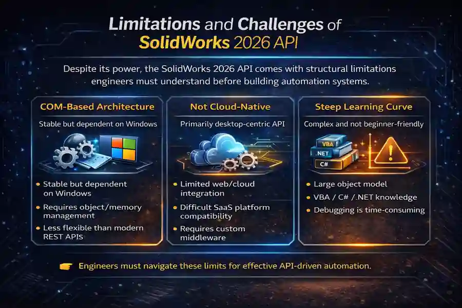SolidWorks 2026 API: 7 Smart PDM & AI Automation Strategies 6 Limitations and Challenges of SolidWorks 2026 API