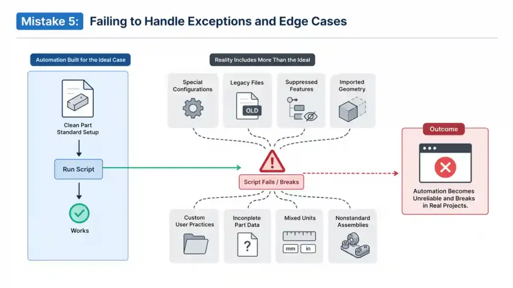Why CAD Automation Fails Without Validation: 7 Mistakes 6 Mistake 5 Failing to Handle Exceptions and Edge Cases