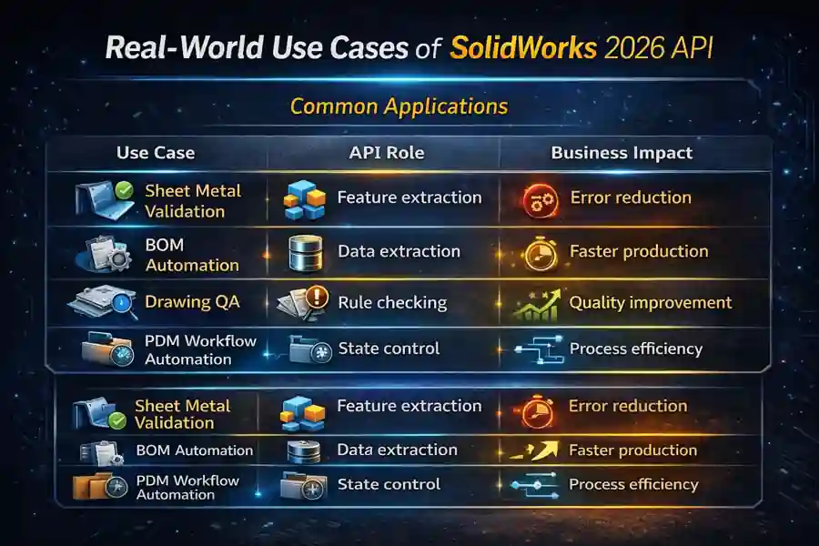 SolidWorks 2026 API: 7 Smart PDM & AI Automation Strategies 5 Real-World Use Cases of SolidWorks 2026 API