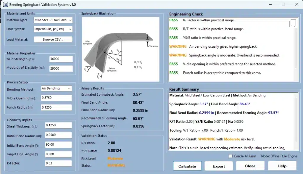 Sheet Metal Bending Springback Validation System v1.0 2 Sheet Metal Spring Back Validation Syetem_Calculation