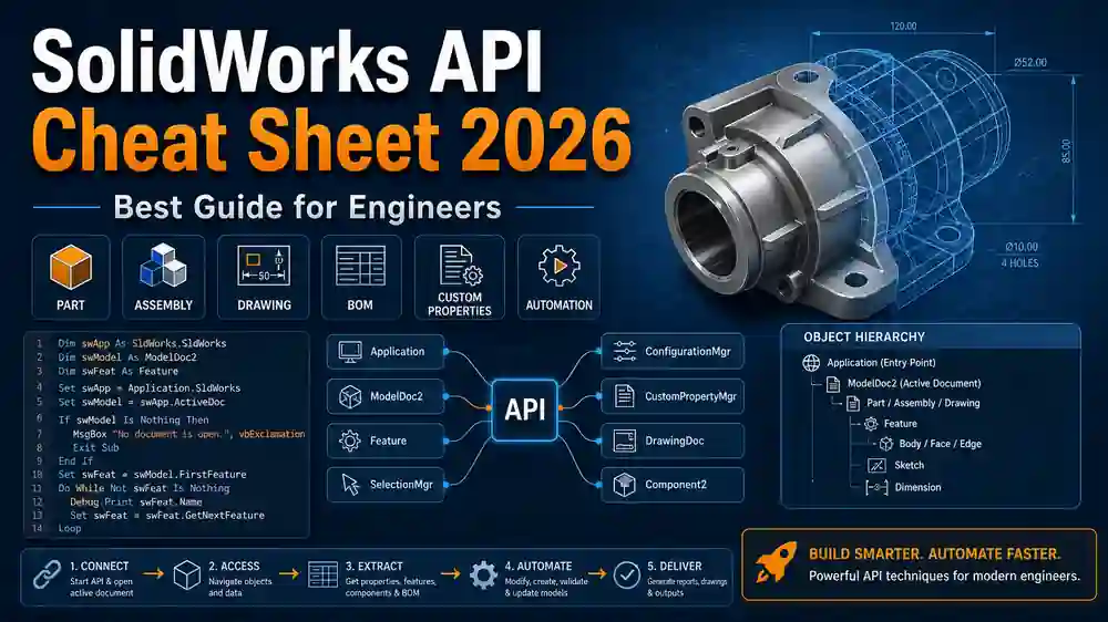 SolidWorks API Cheat Sheet 2026: Best Guide for Engineers