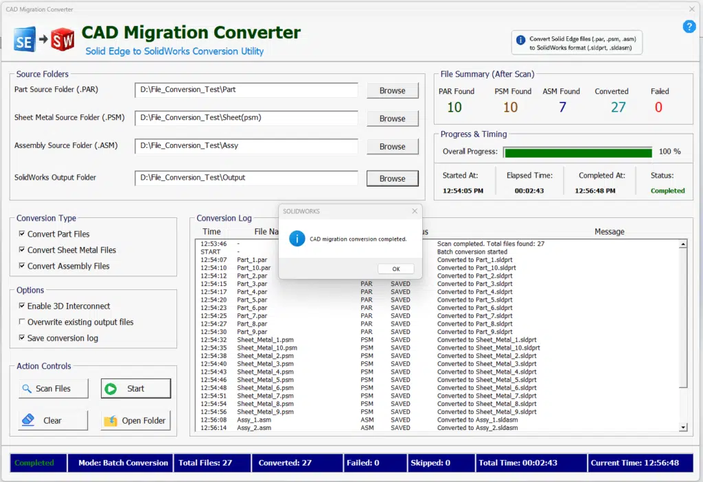 CAD Migration Converter: Solid Edge to SOLIDWORKS 4 Sample Migration Result