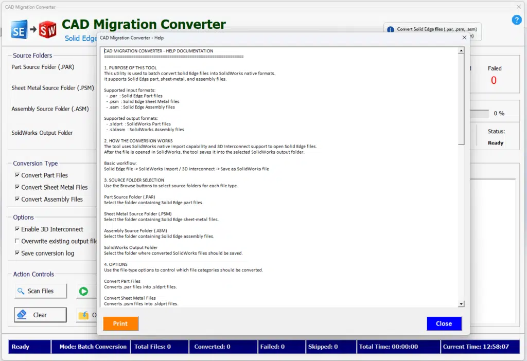 CAD Migration Converter: Solid Edge to SOLIDWORKS 5 SolidEdge_to_SolidWorks_Converter_UI_Help